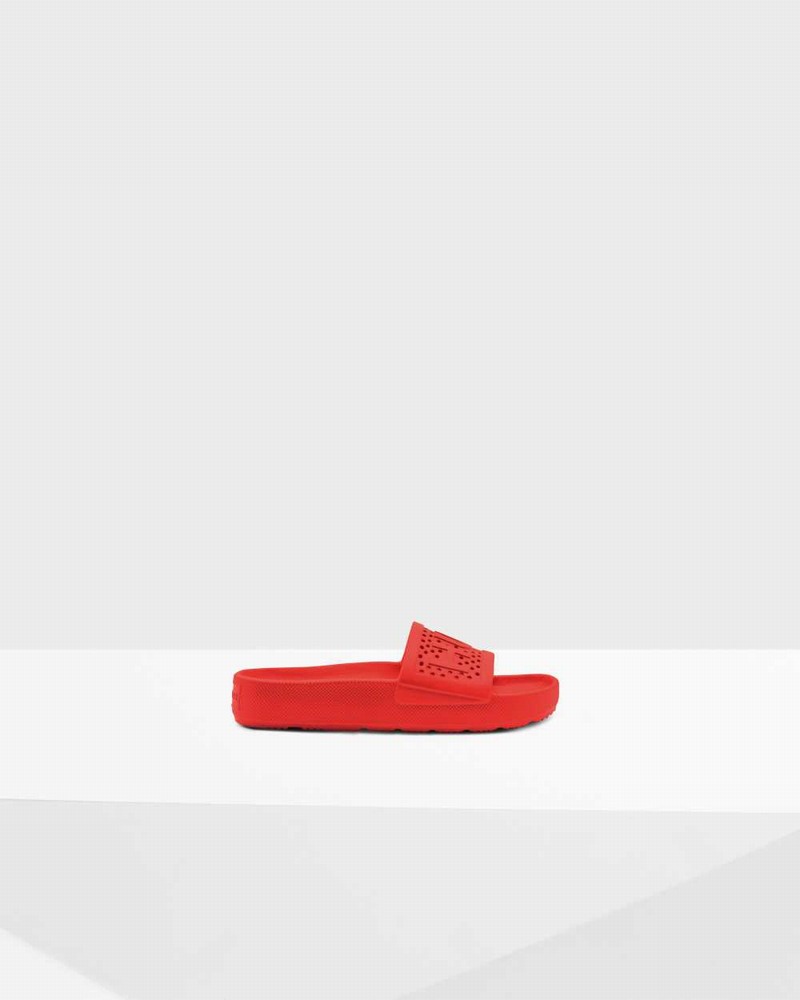 Hunter Original Lightweight Moulded Women Slides Red | 858323782