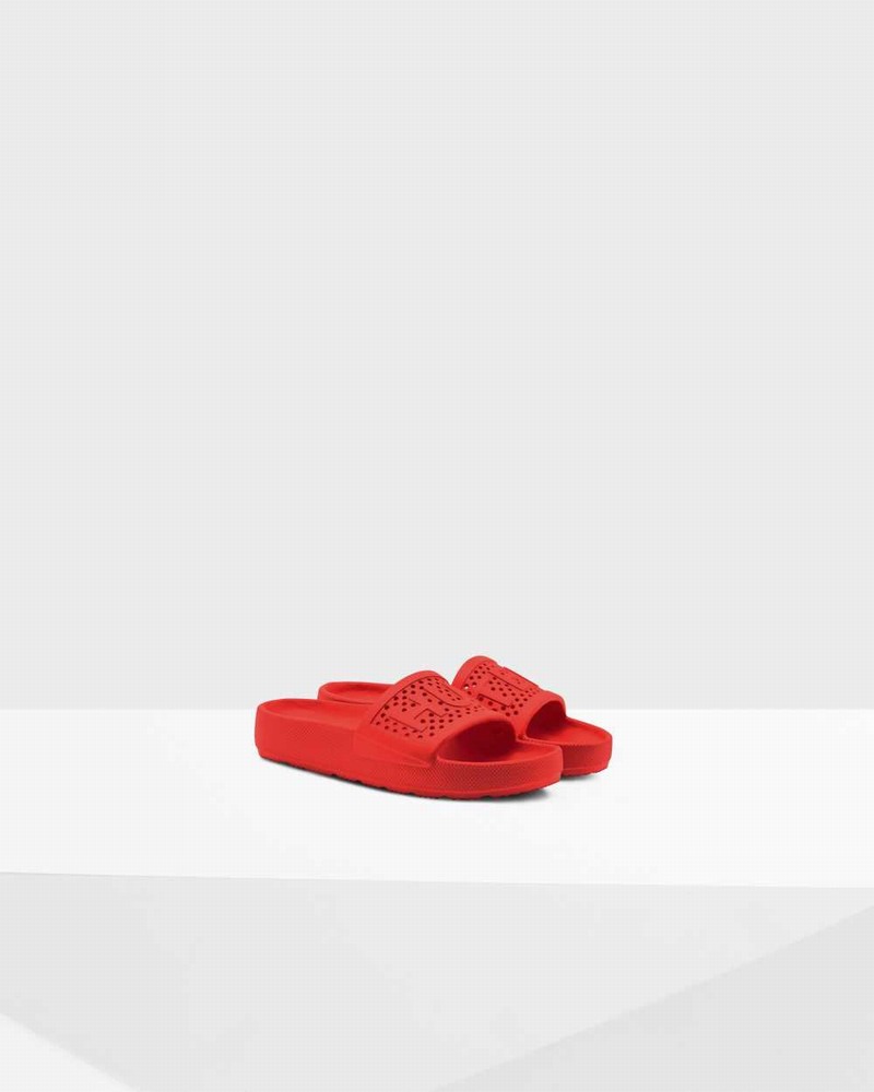 Hunter Original Lightweight Moulded Women Slides Red | 858323782