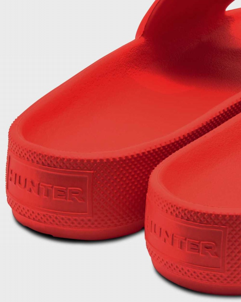 Hunter Original Lightweight Moulded Women Slides Red | 858323782