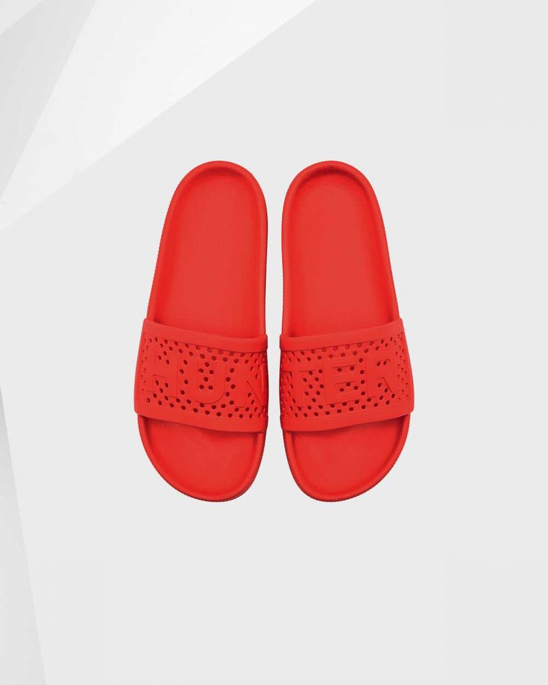 Hunter Original Lightweight Moulded Women Slides Red | 858323782