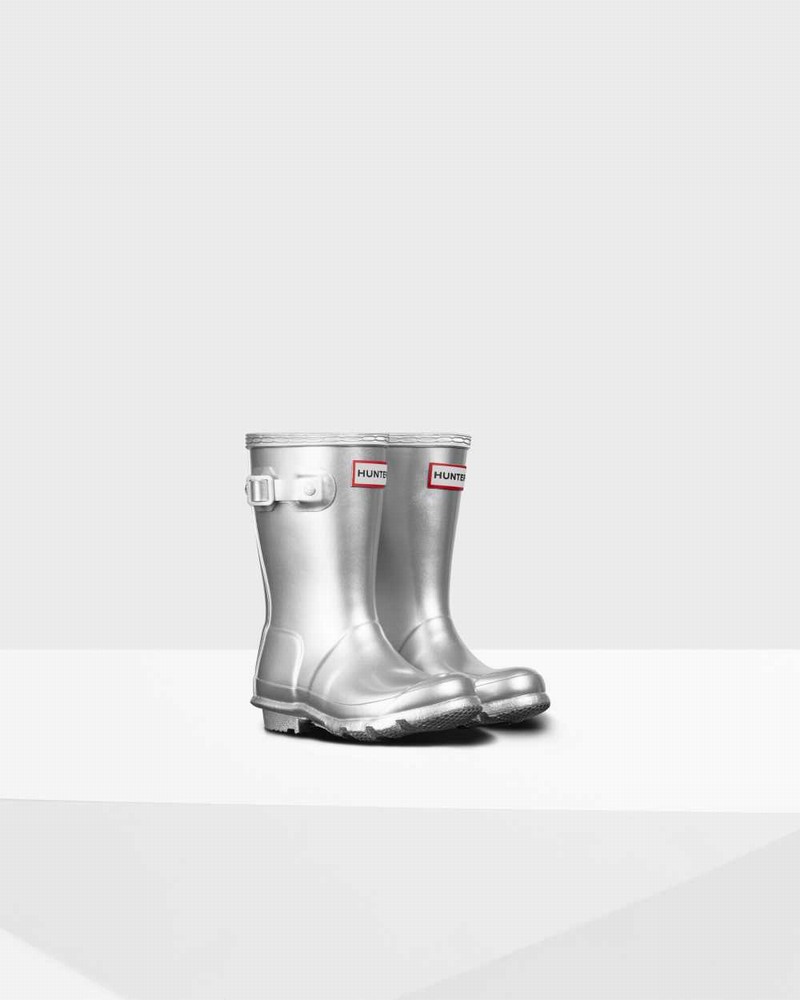 Hunter Original Little Metallic Kids' Rain Boots Silver | 140767383