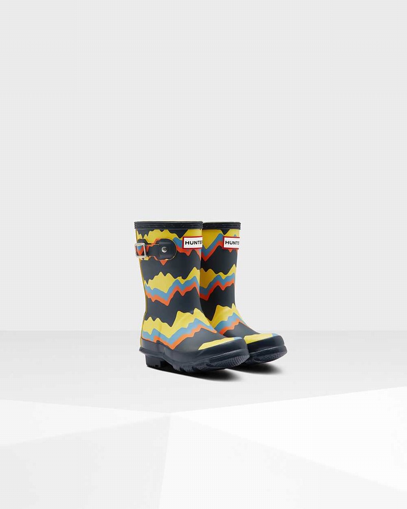 Hunter Original Little Storm Stripe Kids' Rain Boots Navy | 514529846