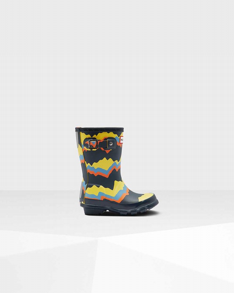 Hunter Original Little Storm Stripe Kids\' Rain Boots Navy | 514529846