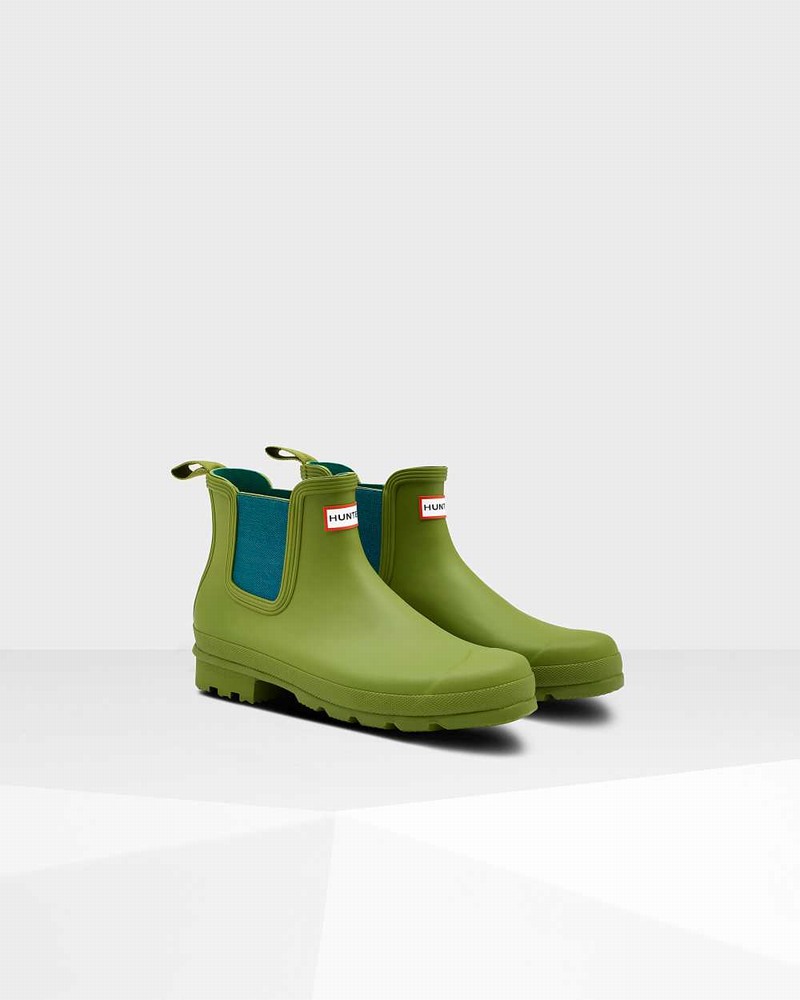 Hunter Original Men Chelsea Boots Green | 703692076
