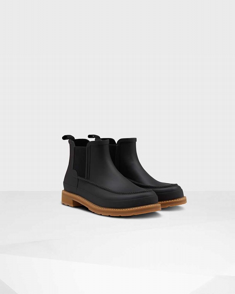 Hunter Original Moc Toe Men Chelsea Boots Black | 274336030