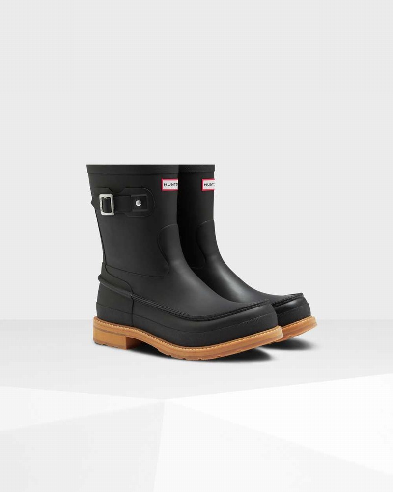 Hunter Original Moc Toe Short Men Rain Boots Black | 11439244