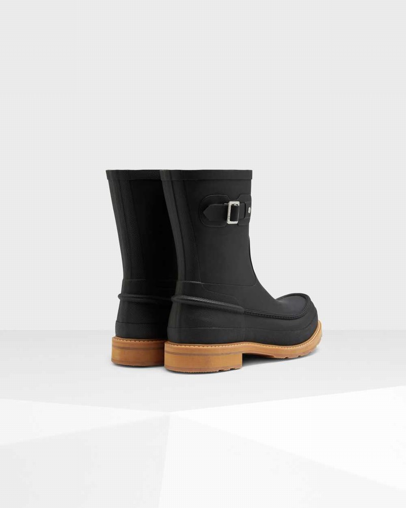 Hunter Original Moc Toe Short Men Rain Boots Black | 11439244