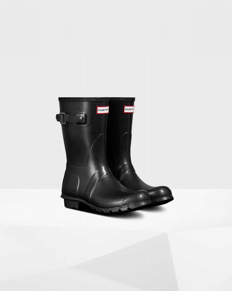 Hunter Original Pearlized Short Mid-Calf Women Rain Boots Black | 561040716