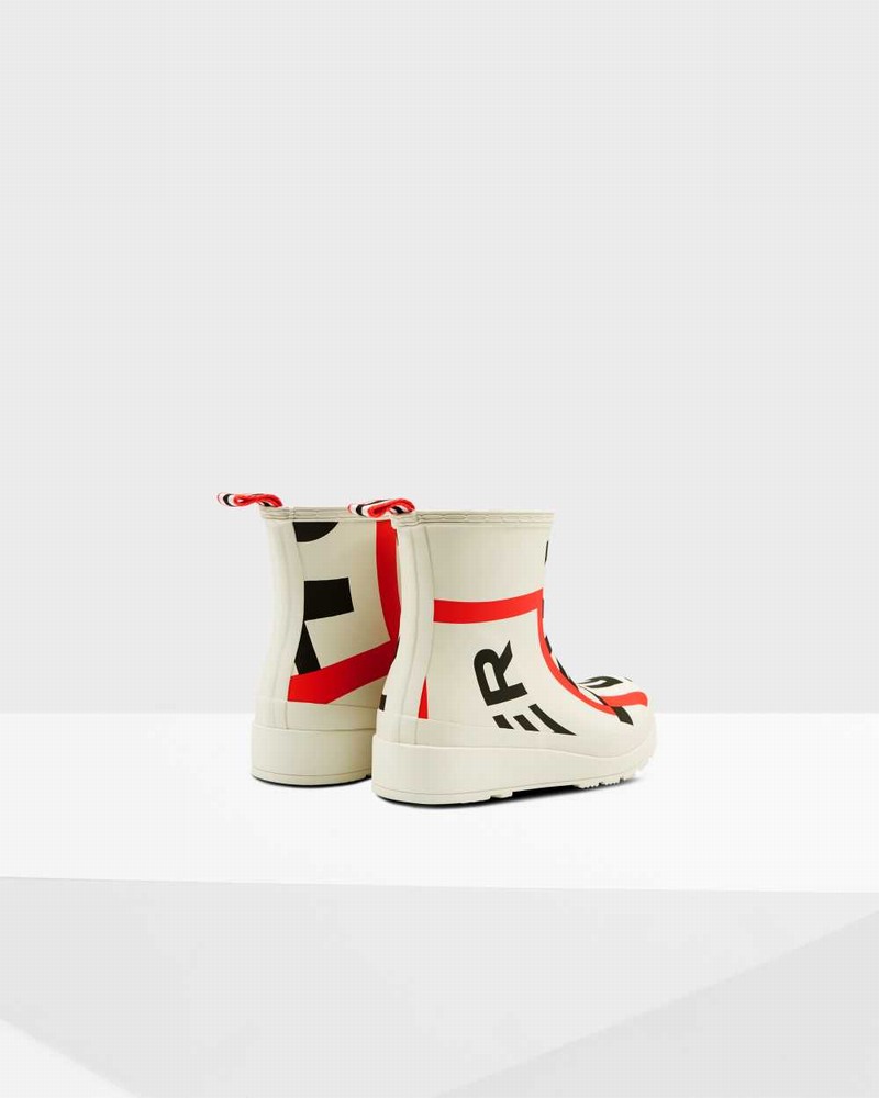 Hunter Original Play Short Exploded Logo Mid-Calf Women Boots White | 6913358
