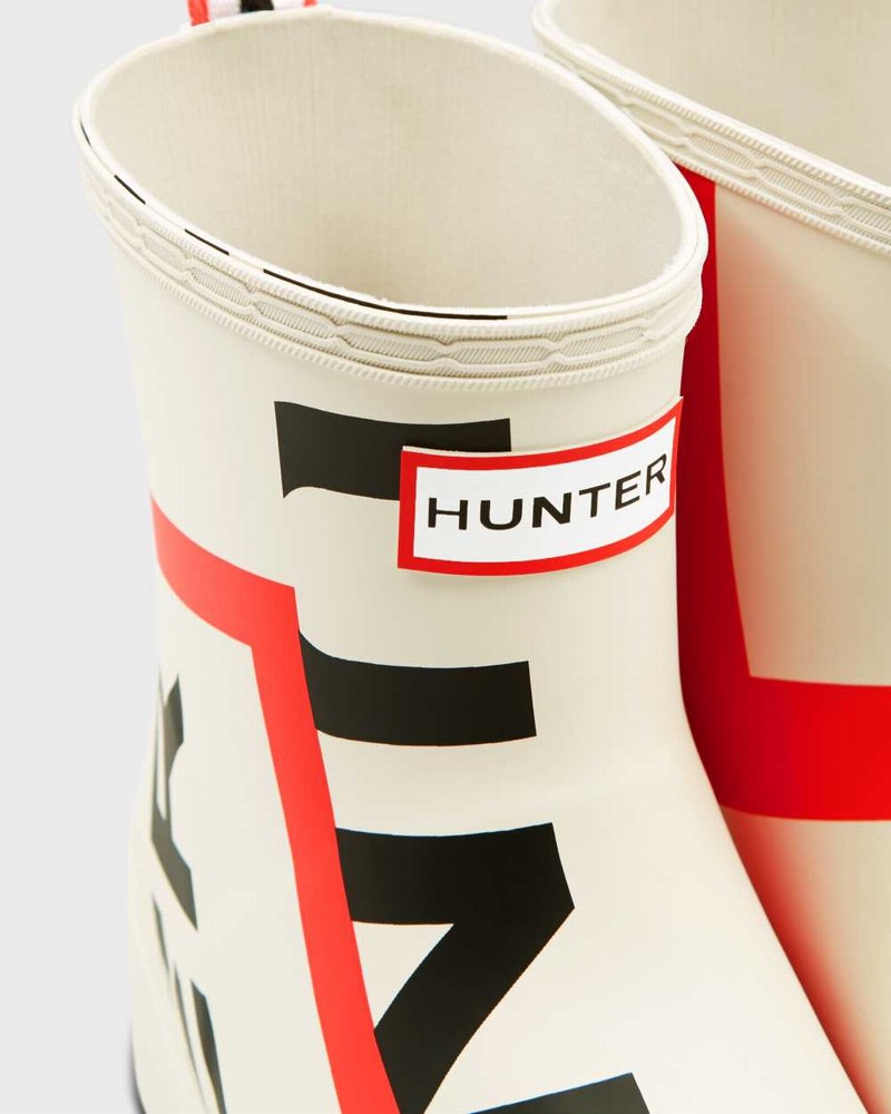 Hunter Original Play Short Exploded Logo Mid-Calf Women Boots White | 6913358
