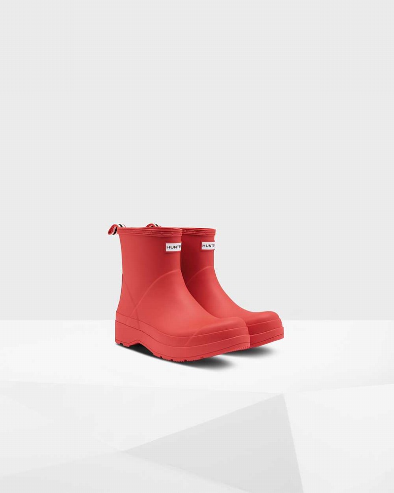Hunter Original Play Short Men Short Boots Red | 571538925