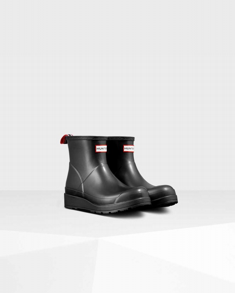 Hunter Original Play Short Pearlized Mid-Calf Women Rain Boots Black | 78653948