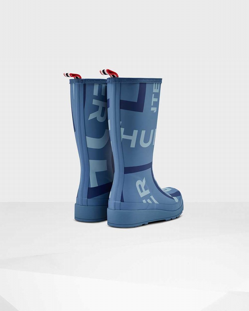 Hunter Original Play Tall Exploded Logo Mid-Calf Women Rain Boots Blue | 346486221