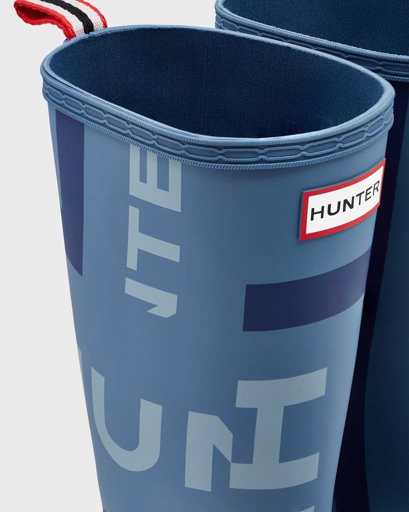 Hunter Original Play Tall Exploded Logo Mid-Calf Women Rain Boots Blue | 346486221