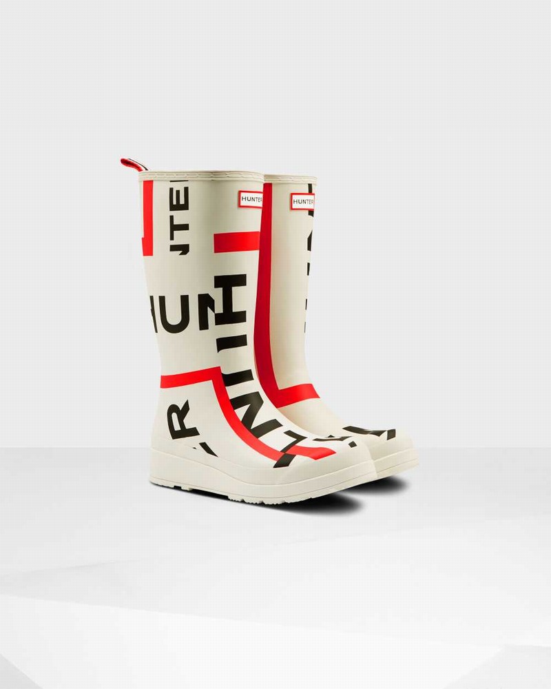 Hunter Original Play Tall Exploded Logo Mid-Calf Women Boots White | 606713527