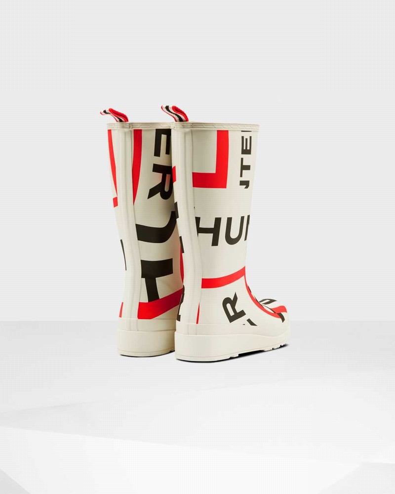 Hunter Original Play Tall Exploded Logo Mid-Calf Women Boots White | 606713527