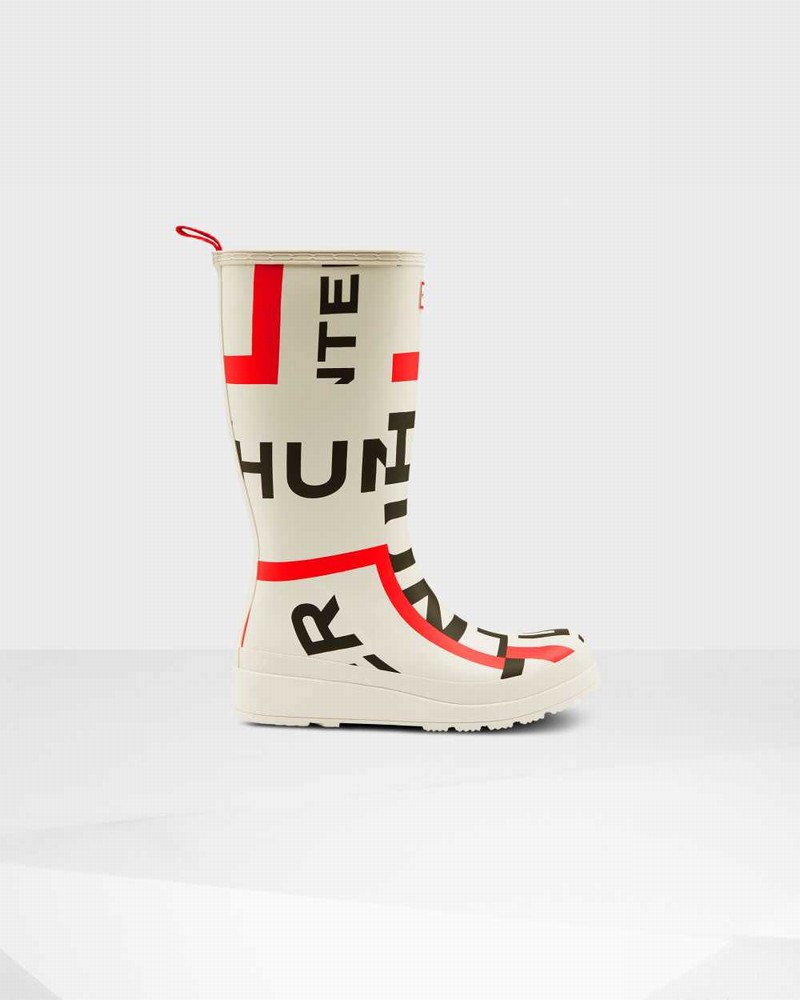 Hunter Original Play Tall Exploded Logo Mid-Calf Women Boots White | 606713527