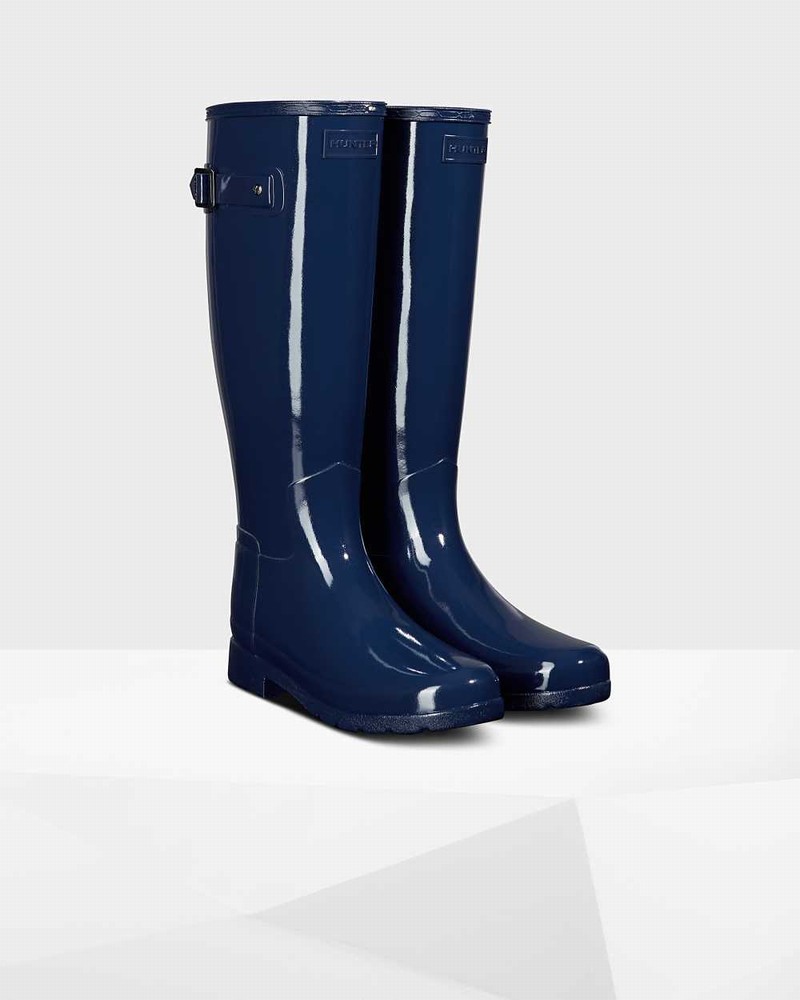Hunter Original Refined Tall Women Wellington Boots Blue | 967482703