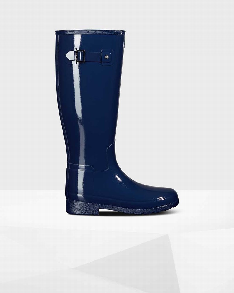 Hunter Original Refined Tall Women Wellington Boots Blue | 967482703