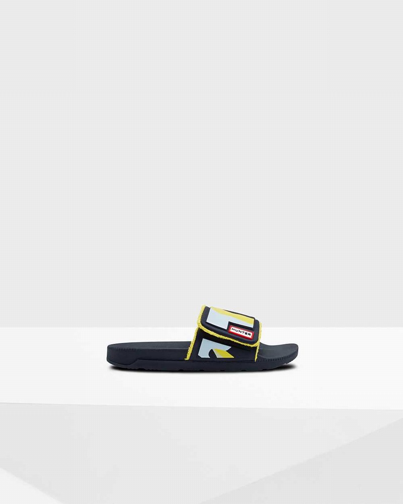Hunter Original Rockpool Camo Print Adjustable Women Slides Navy | 955627402