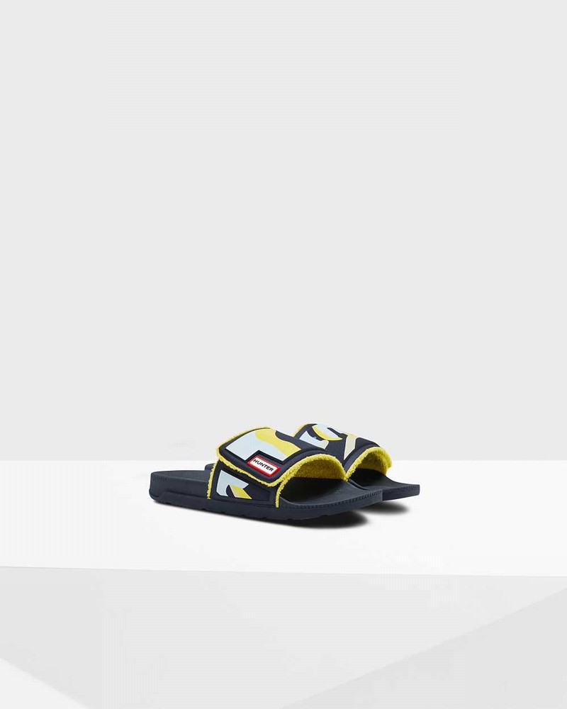 Hunter Original Rockpool Camo Print Adjustable Women Slides Navy | 955627402