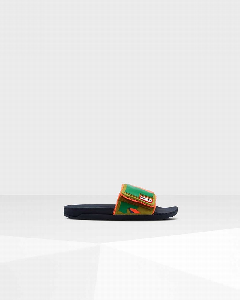 Hunter Original Rockpool Camo Print Adjustable Men Slides Olive | 684321035