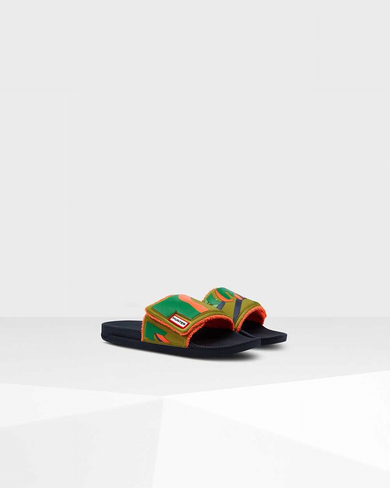 Hunter Original Rockpool Camo Print Adjustable Men Slides Olive | 684321035