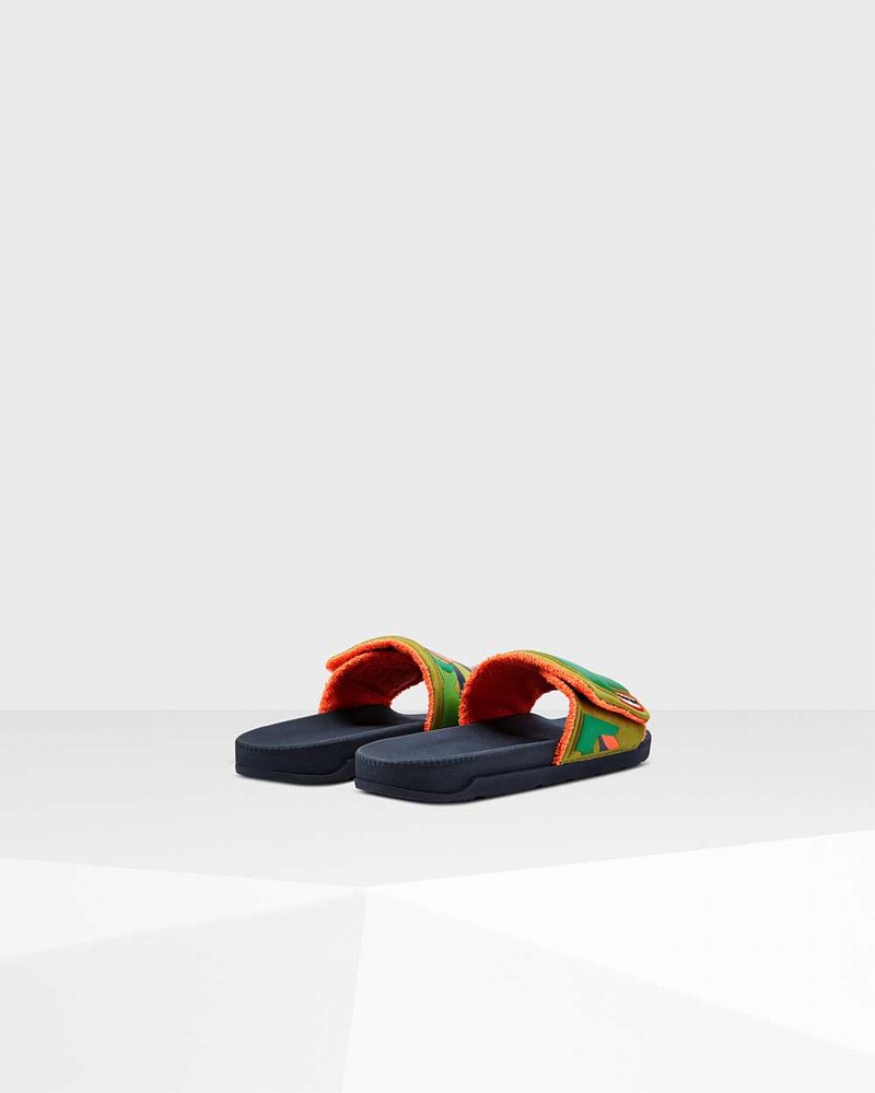 Hunter Original Rockpool Camo Print Adjustable Men Slides Olive | 684321035