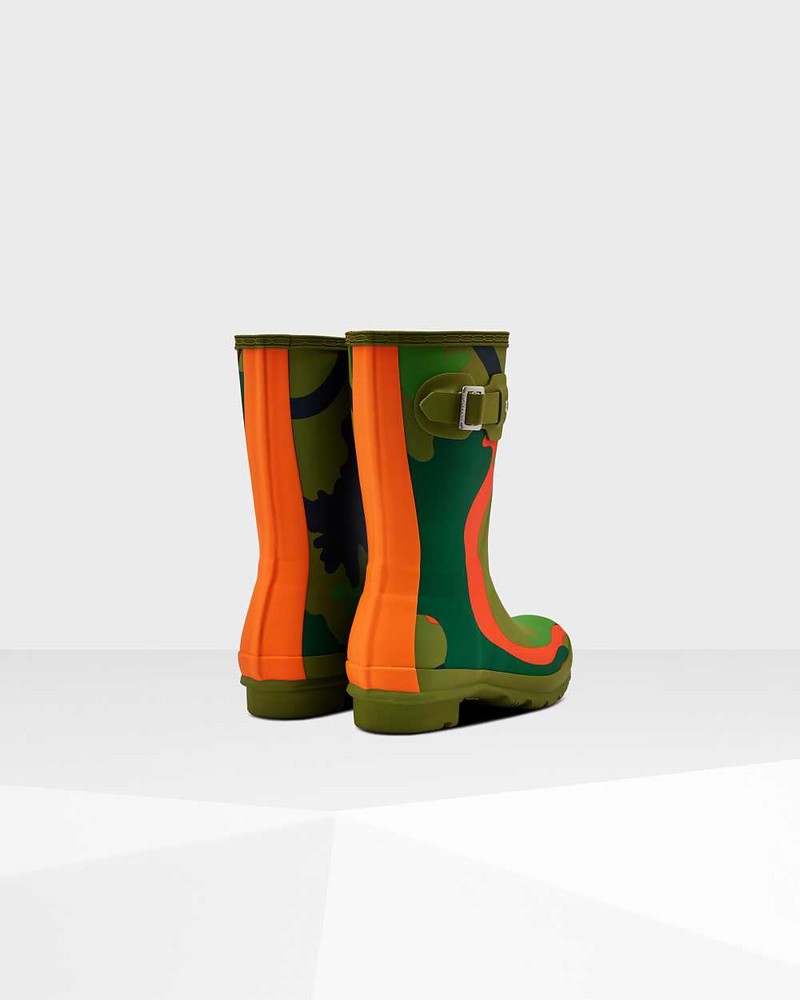 Hunter Original Rockpool Camo Short Mid-Calf Women Short Boots Olive | 906196465