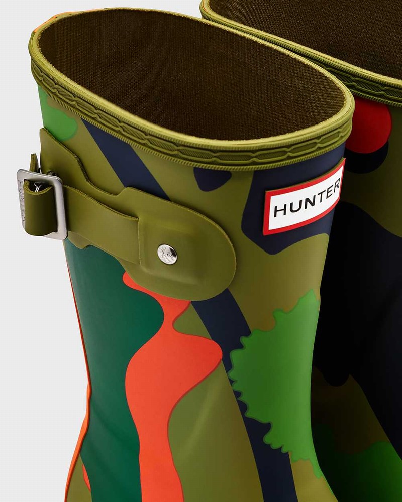 Hunter Original Rockpool Camo Short Mid-Calf Women Short Boots Olive | 906196465