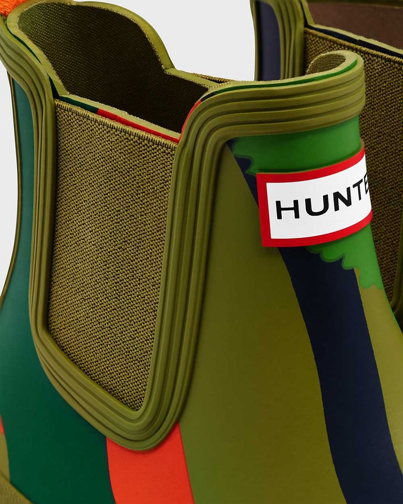 Hunter Original Rockpool Camo Women Chelsea Boots Olive | 973290625