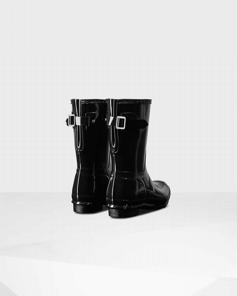 Hunter Original Short Back Adjustable Women Rain Boots Black | 913908540