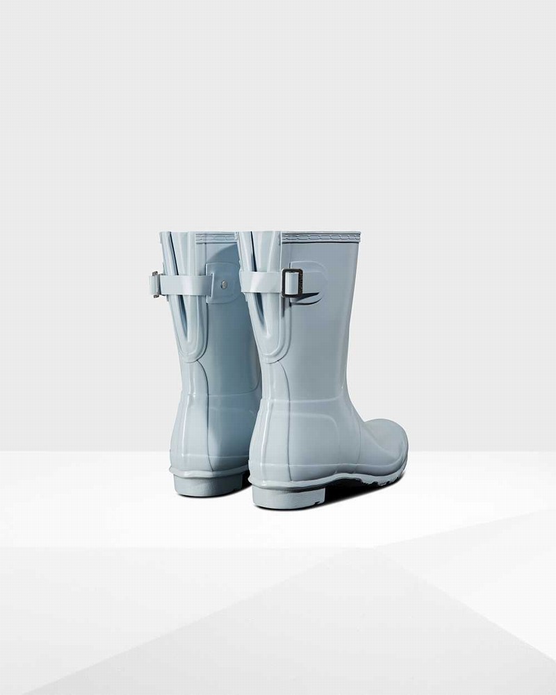Hunter Original Short Back Adjustable Women Rain Boots Grey | 756449818