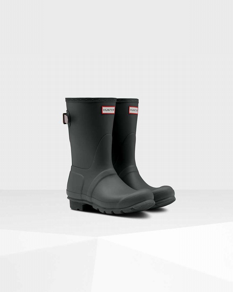 Hunter Original Short Back Adjustable Women Rain Boots Black | 637511587