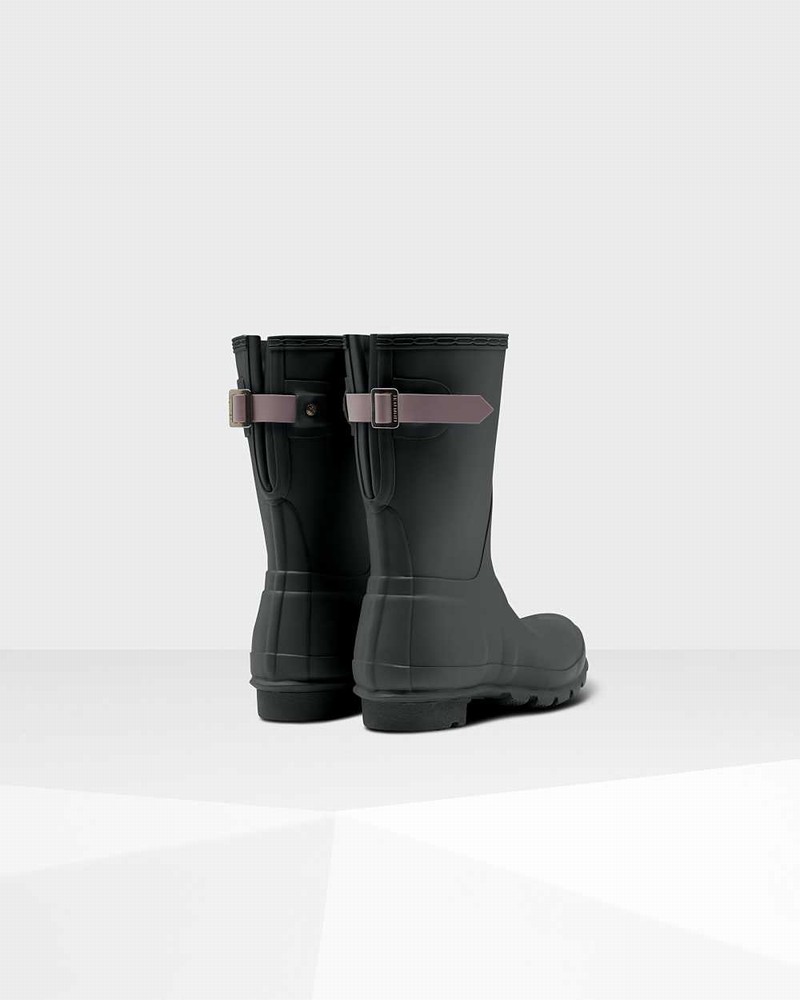 Hunter Original Short Back Adjustable Women Rain Boots Black | 637511587