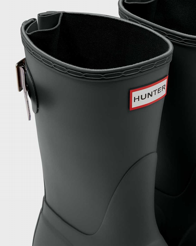 Hunter Original Short Back Adjustable Women Rain Boots Black | 637511587