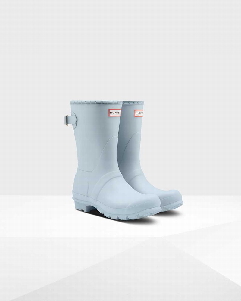 Hunter Original Short Back Adjustable Women Rain Boots Grey | 983017658