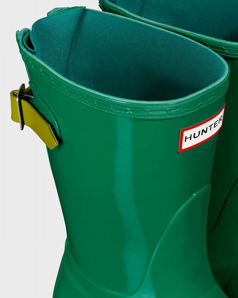 Hunter Original Short Back Adjustable Women Rain Boots Green | 396030061