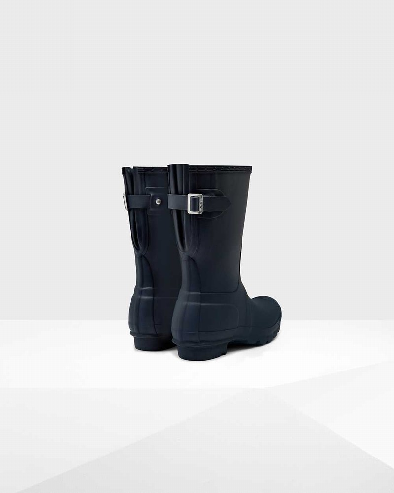 Hunter Original Short Back Adjustable Women Rain Boots Navy | 102591087