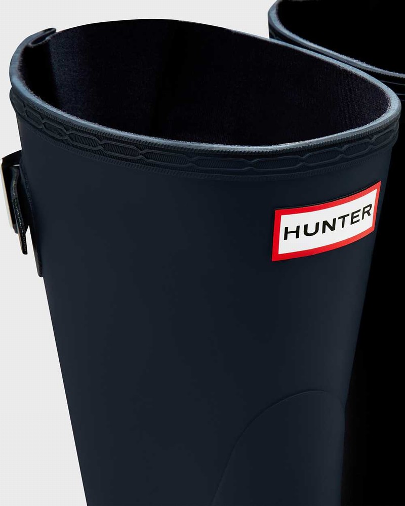 Hunter Original Short Back Adjustable Women Rain Boots Navy | 102591087