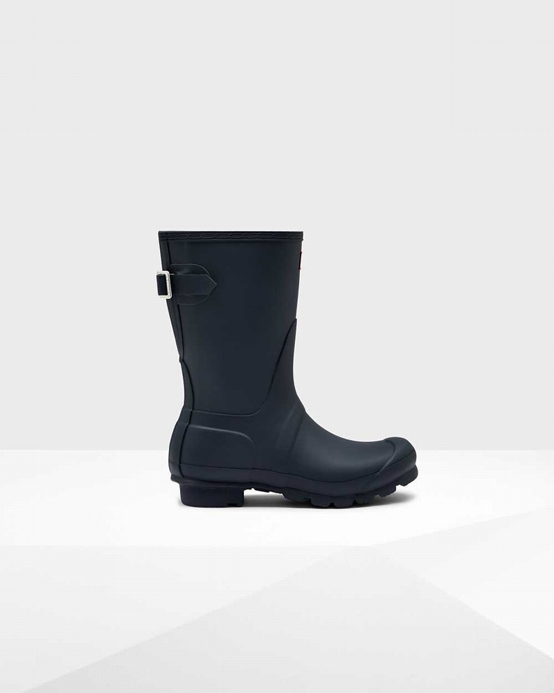 Hunter Original Short Back Adjustable Women Rain Boots Navy | 102591087