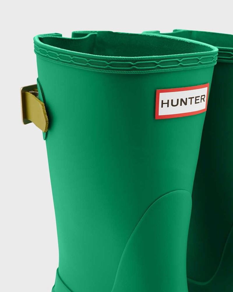 Hunter Original Short Back Adjustable Women Rain Boots Green | 246067158