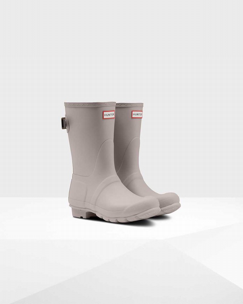Hunter Original Short Back Adjustable Women Rain Boots Beige | 33457006