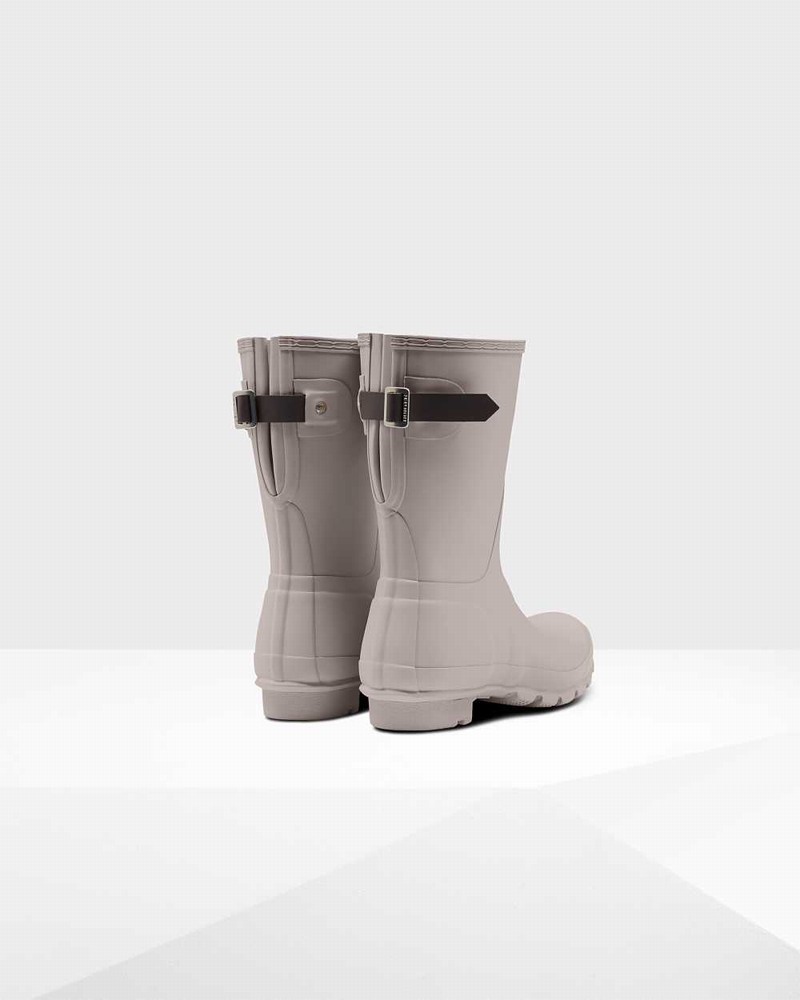 Hunter Original Short Back Adjustable Women Rain Boots Beige | 33457006