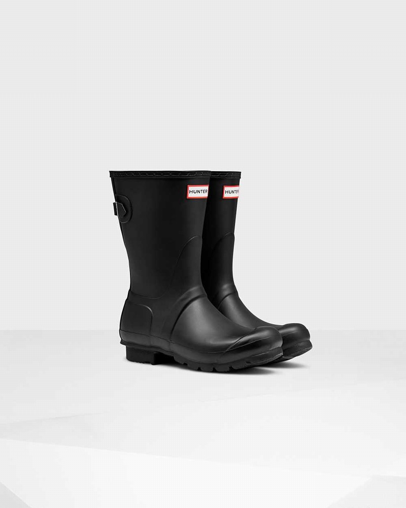 Hunter Original Short Back Adjustable Women Rain Boots Black | 2607521