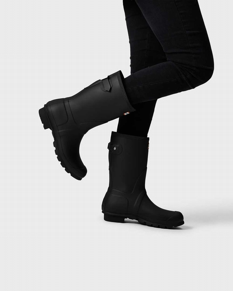 Hunter Original Short Back Adjustable Women Rain Boots Black | 2607521