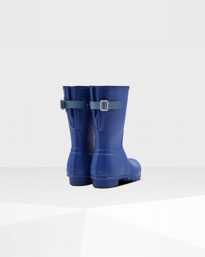 Hunter Original Short Back Adjustable Women Rain Boots Blue | 173217406