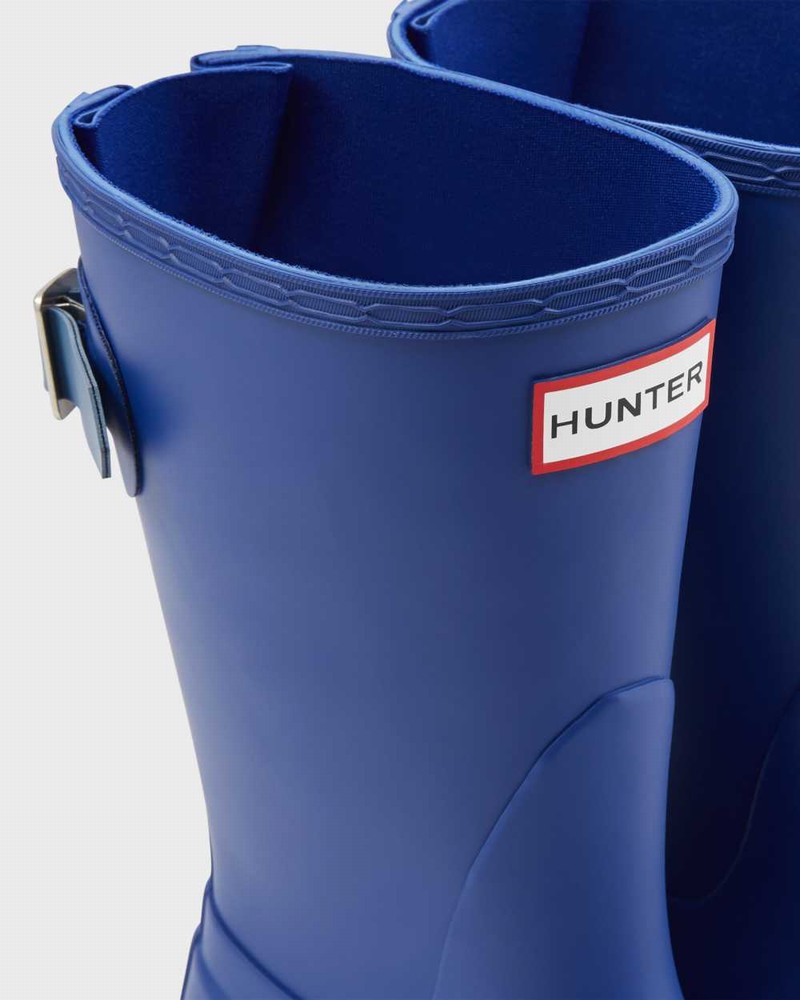 Hunter Original Short Back Adjustable Women Rain Boots Blue | 173217406