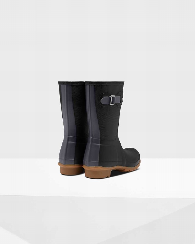 Hunter Original Short Exploded Logo Texture Mid-Calf Women Short Boots Black | 114693471