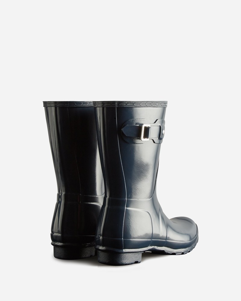 Hunter Original Short Gloss Women Wellington Boots Navy | 6254116